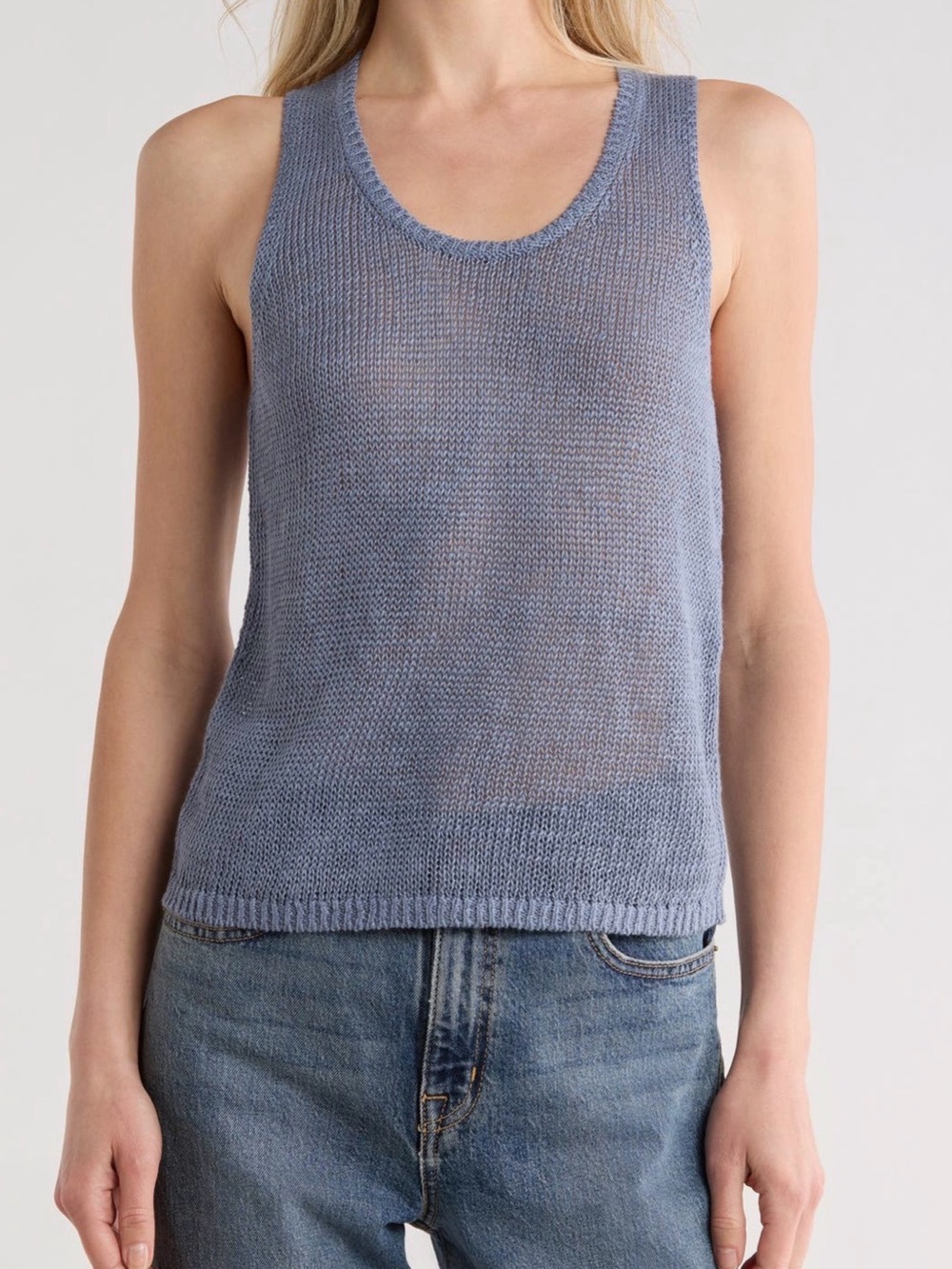Vince Beachy Linen Blue Knit Tank